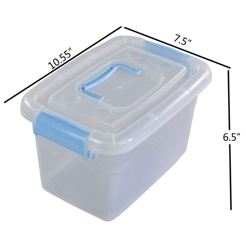 Doryh 5 L Plastic Storage Bin with Lid, Clear Transparent Box with Handles, Set of 6 - Image 2